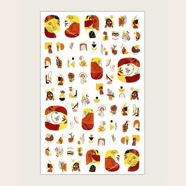 

1sheet Figure Graphic Nail Art Sticker, Multicolor