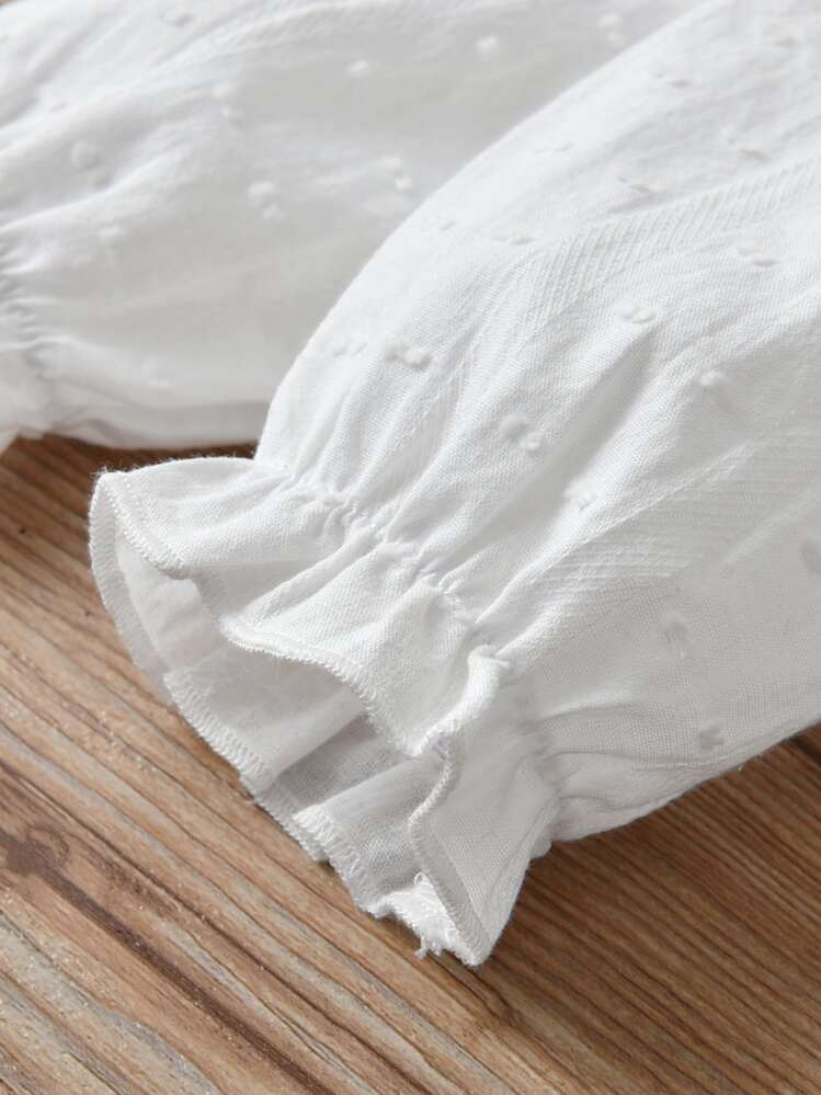 SHEIN Bodytsuit y gorro con volantes y detalle de moño para bebé niña - Blanco - Añade 4