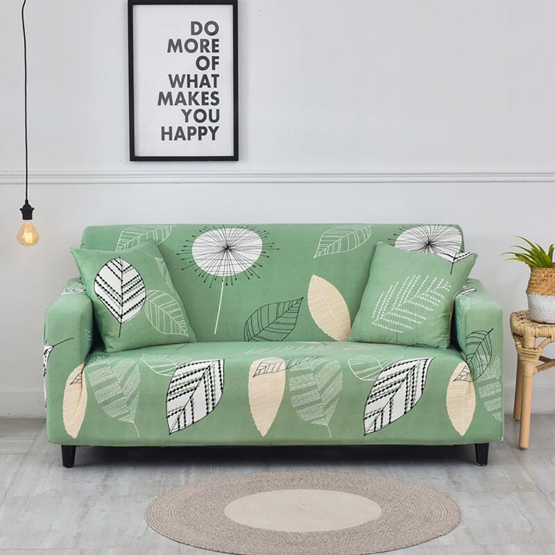 

Leaf Print Sofa Cover & 1pc Cushion Cover Without Filler, Multicolor