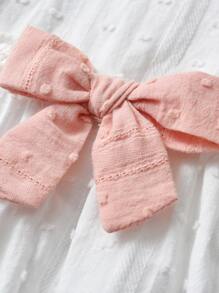 SHEIN 女婴蝴蝶结前褶边连体衣和帽子 - 白色 - 查看 6