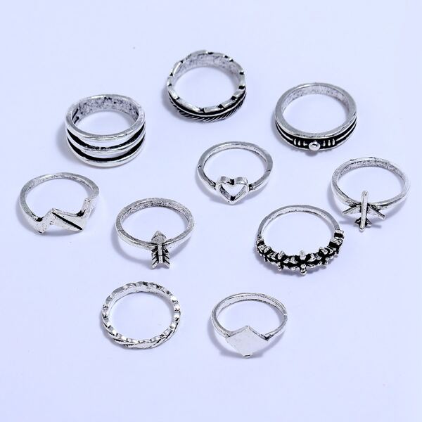 

10pcs Alloy Ring, Antique silver