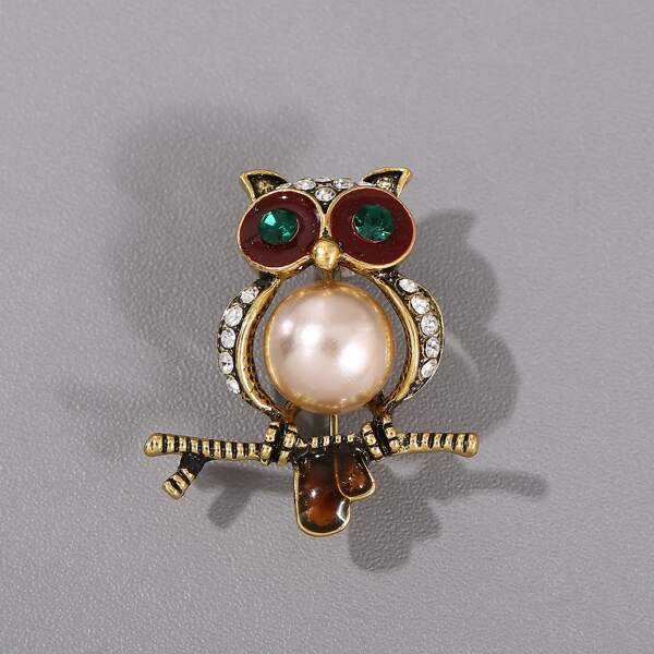 

Men Rhinestone Owl Decor Brooch, Multicolor