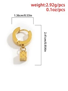 時尚流行1入組式男士骰子吊飾耳環不銹鋼珠寶禮物和時尚外觀 - 金黃色 - 查看 4