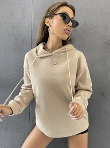 Muchica Áo nỉ Dây kéo Slogan Giải trí - Màu Khaki - Xem 2