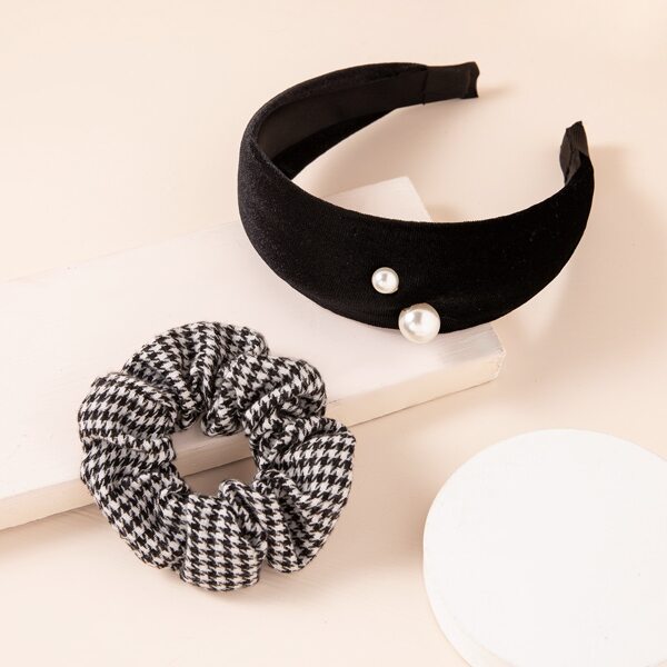 

Faux Pearl Decor Headband & Scrunchie, Multicolor