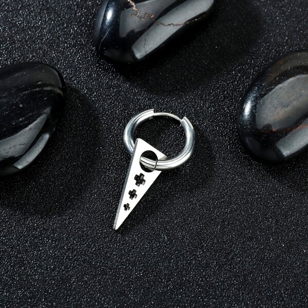 

1pc Men Triangle Drop Earring, Silver