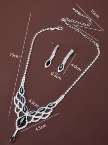 3 bộ trang sức rhinestone - Bạc - Xem 7