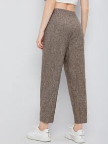 Seusyu High Waist Fold Pleat Marled Knit Cropped Pants