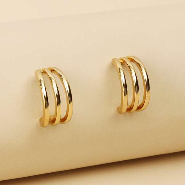 

Alloy Open Hoop Earrings, Gold