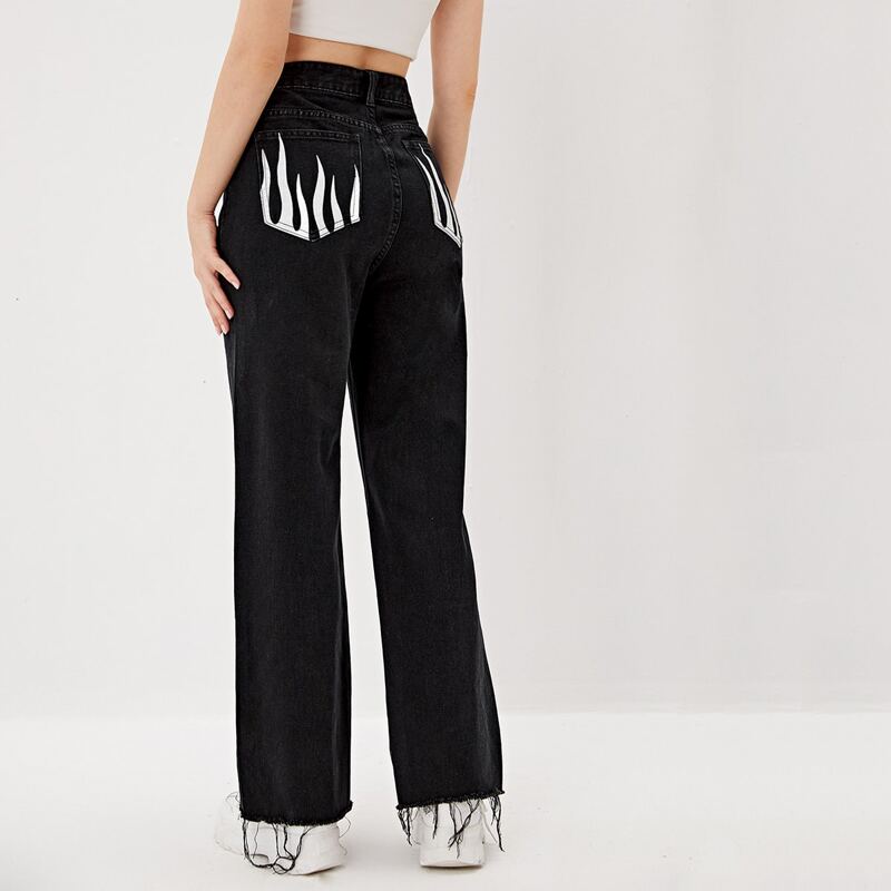 

Fire Graphic Pocket Jeans, Black