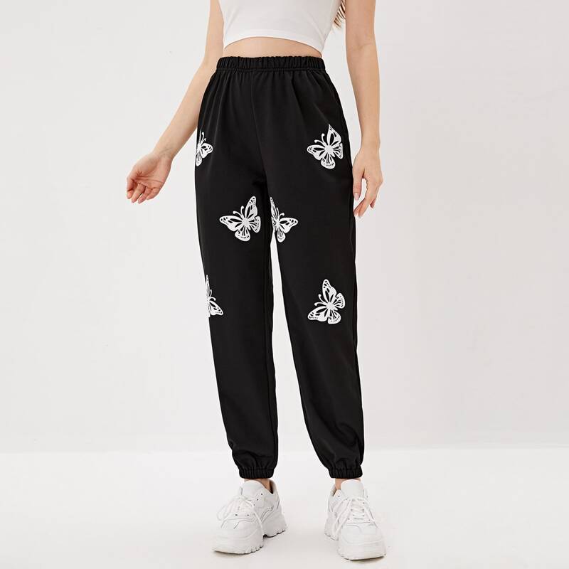 

Butterfly Graphic Sweatpants, Black