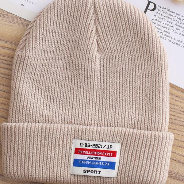 

Letter Graphic Beanie, Beige