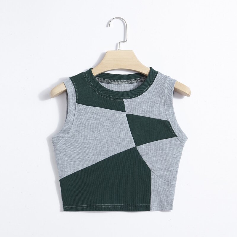 

Colorblock Crop Tank Top, Grey