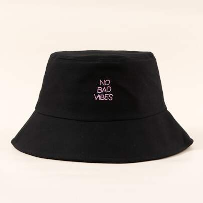 Letter Embroidery Bucket Hat