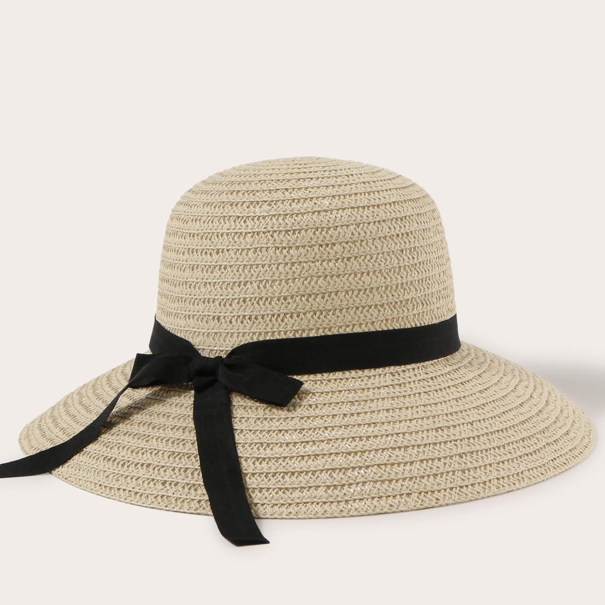 

Bow Decor Straw Hat, Beige