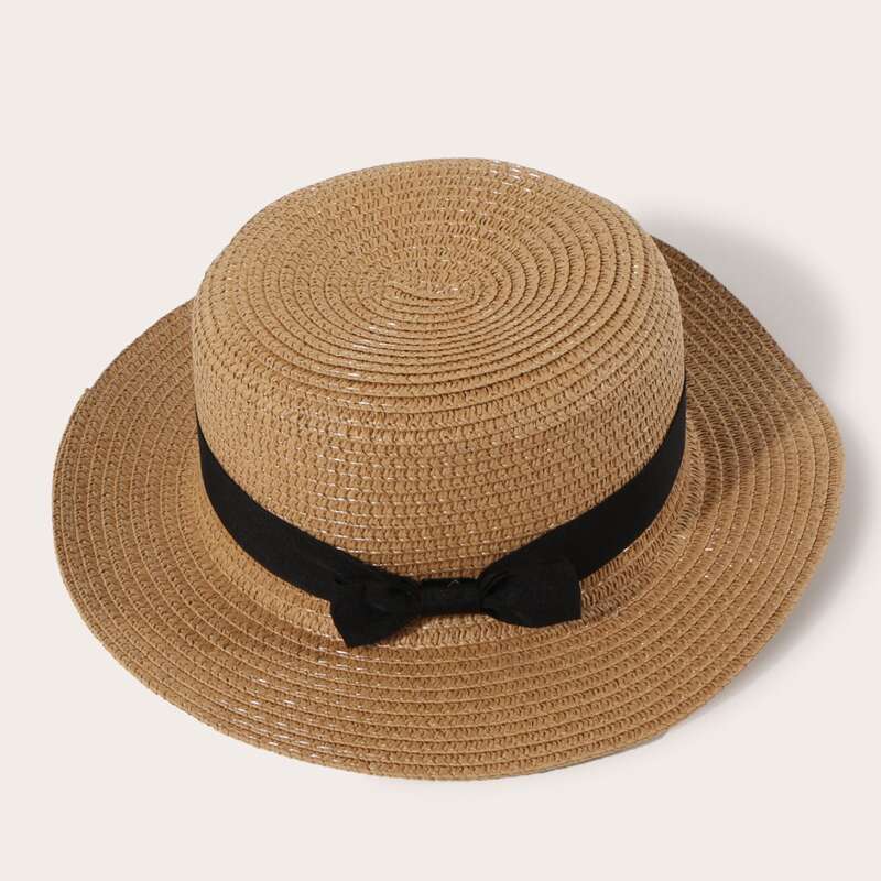 

Bow Decor Straw Hat, Khaki