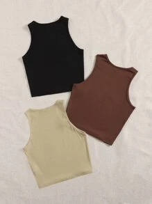 SHEIN EZwear 3 Pack Solid Tank Top - Multicolor - View 2