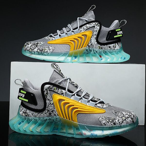 

Men Colorblock Letter Graphic Chunky Sneakers, Light grey