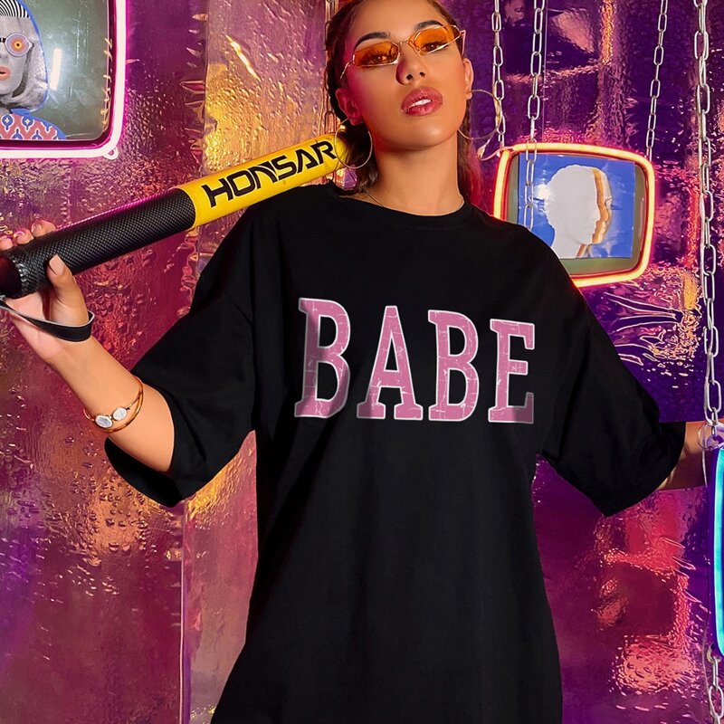 

Letter Graphic Oversized Tee, Black