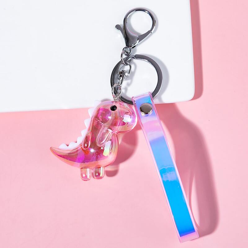 

Cartoon Dinosaur Charm Keychain, Pink
