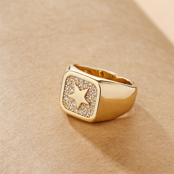 

18K Gold Plated Zircon Star Decor Ring