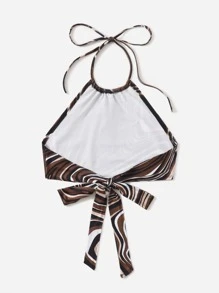 SHEIN ICON Splash Print Tied Backless Crop Top