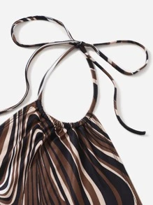 SHEIN ICON Splash Print Tied Backless Crop Top