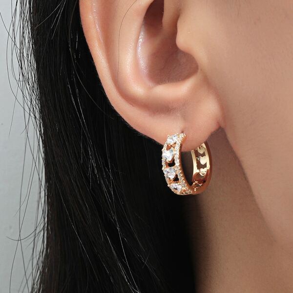 

Серьги 14K позолоченный с цирконом, Золотистый