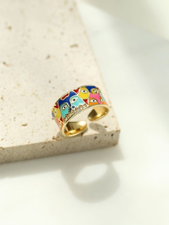 方晶鋯石眼睛裝飾戒指