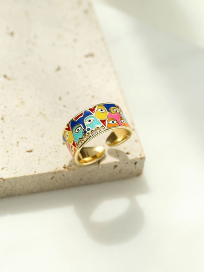 Anillo zirconia cúbica con diseño de ojo