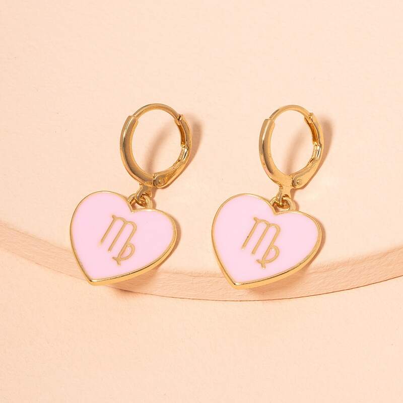

Heart Charm Earrings, Gold