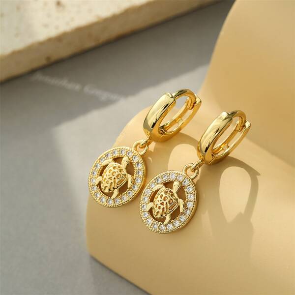

18K Gold Plated Zircon Animal Drop Earrings