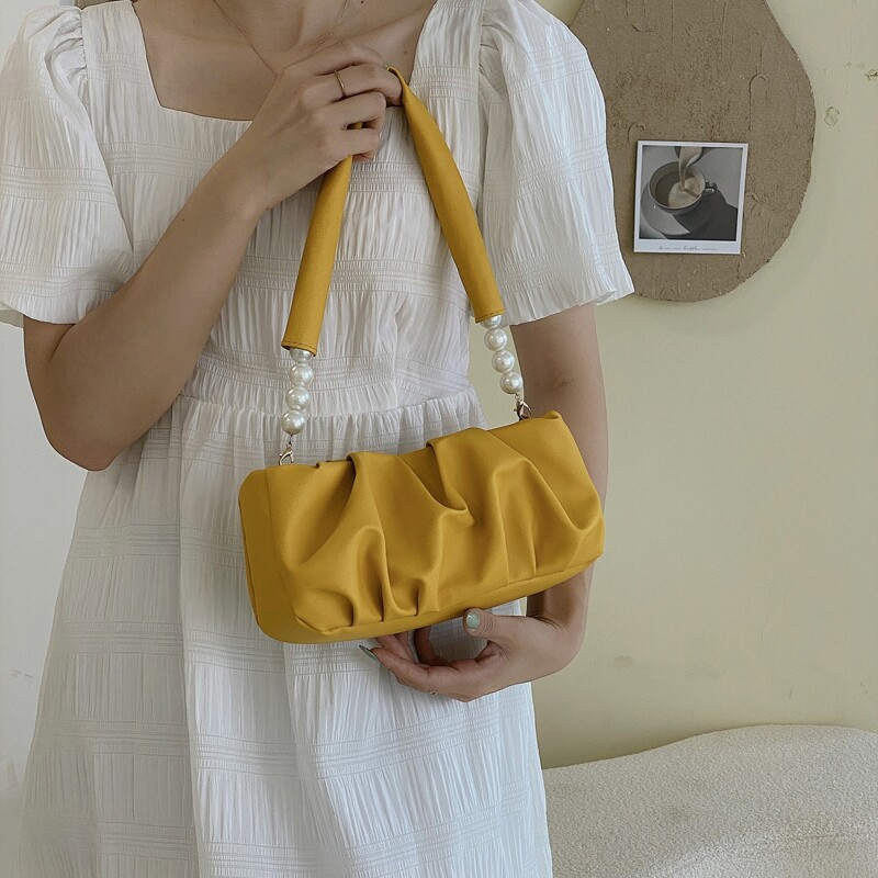 

Ruched Design Shoulder Bag, Yellow