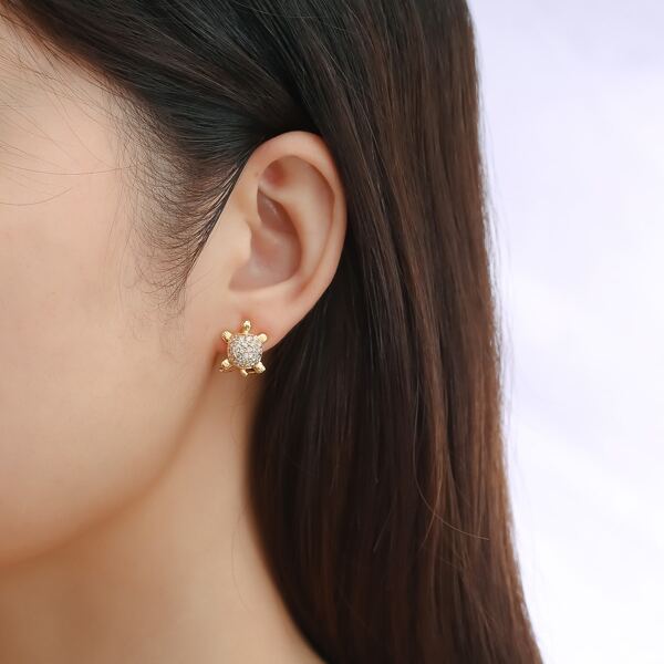 

18K Gold Plated Zircon Animal Decor Earrings