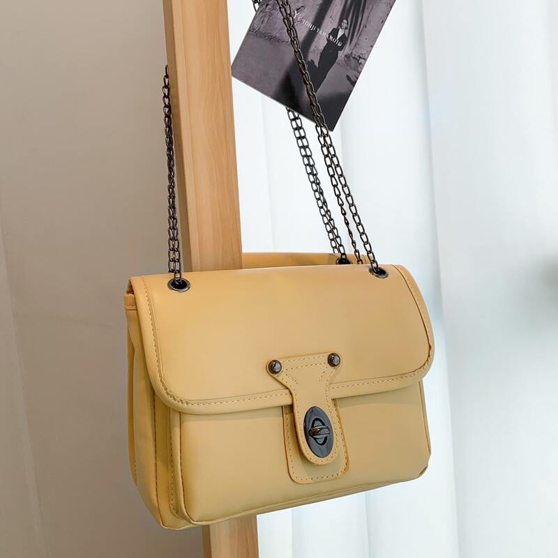 

Turn-Lock Flap Shoulder Bag, Yellow