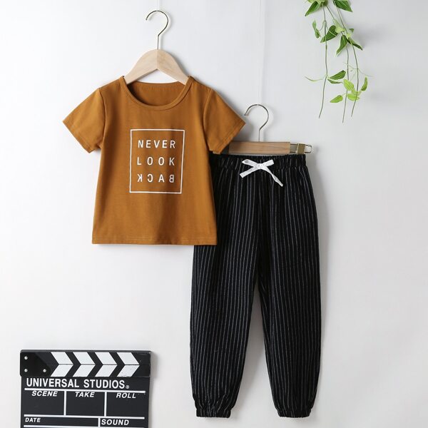 

Toddler Boys Slogan Graphic Tee & Striped Pants, Multicolor