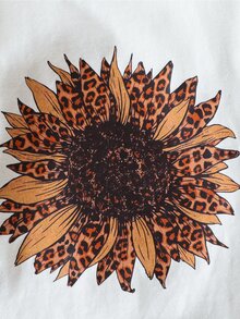 Toddler Girls Leopard Sunflower Print Ruffle Trim Top & Flare Leg Pants - Multicolor - View 5