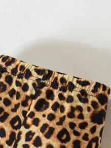 Toddler Girls Leopard Sunflower Print Ruffle Trim Top & Flare Leg Pants - Multicolor - View 7