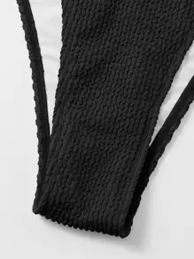 SHEIN Swim Bãi biển mùa hè Trang trí kim cương giả Bikini Tam giác - màu đen - Xem 6