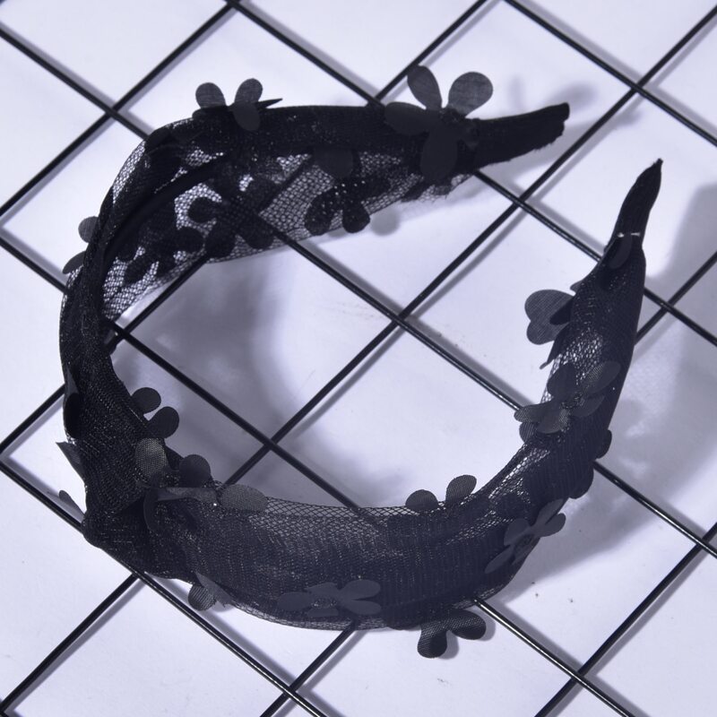 

Floral Applique Headband, Black