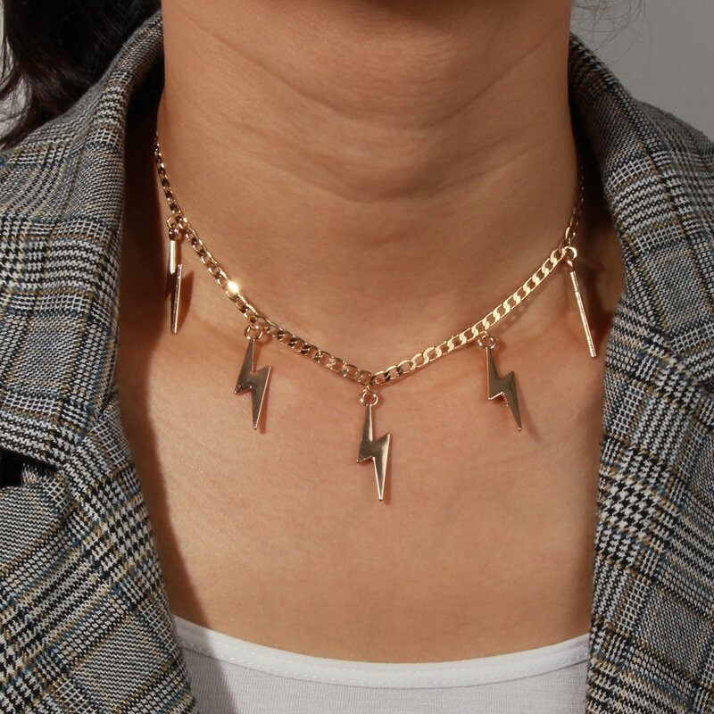 

Lightning Charm Chain Necklace, Gold