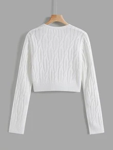 SHEIN Unity كارديجان قصير بأزرار محبوك مضفور