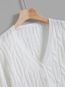 SHEIN Unity كارديجان قصير بأزرار محبوك مضفور