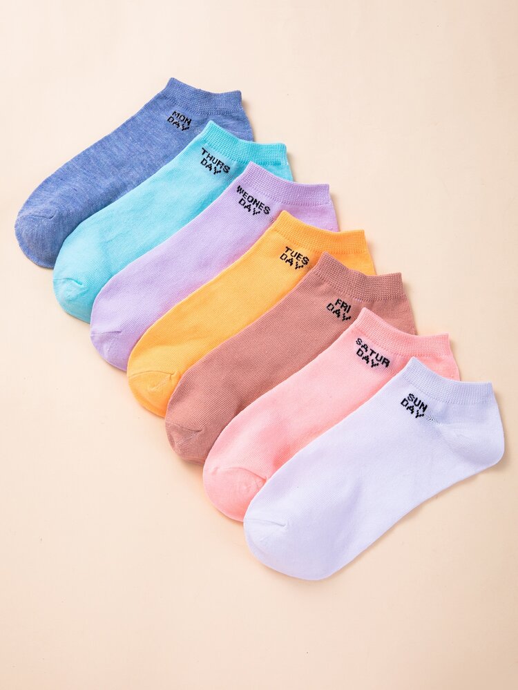 7雙字母圖案襪子 - 彩色 - 查看 1