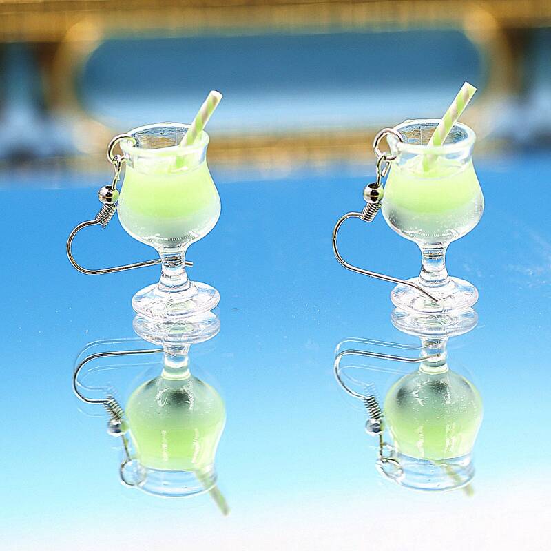 

Cartoon Drink Charm Earrings, Green