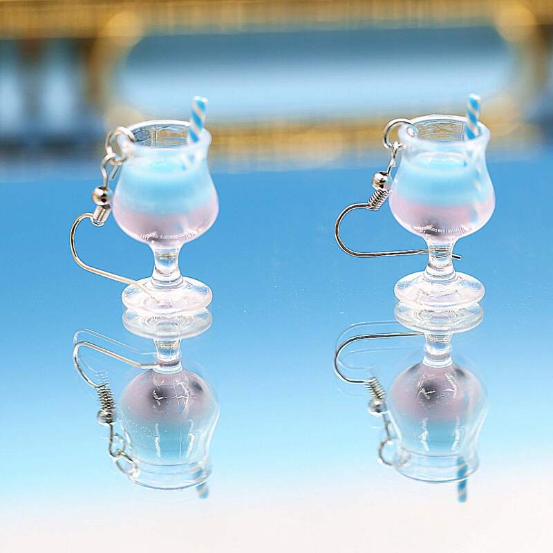 

Cartoon Drink Charm Earrings, Baby blue