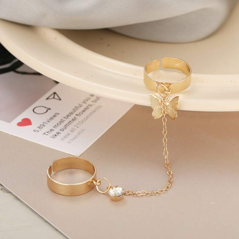 

1pc Chain Linked Ring, Gold