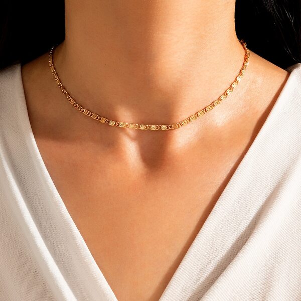 

1pc Simple Necklace, Gold