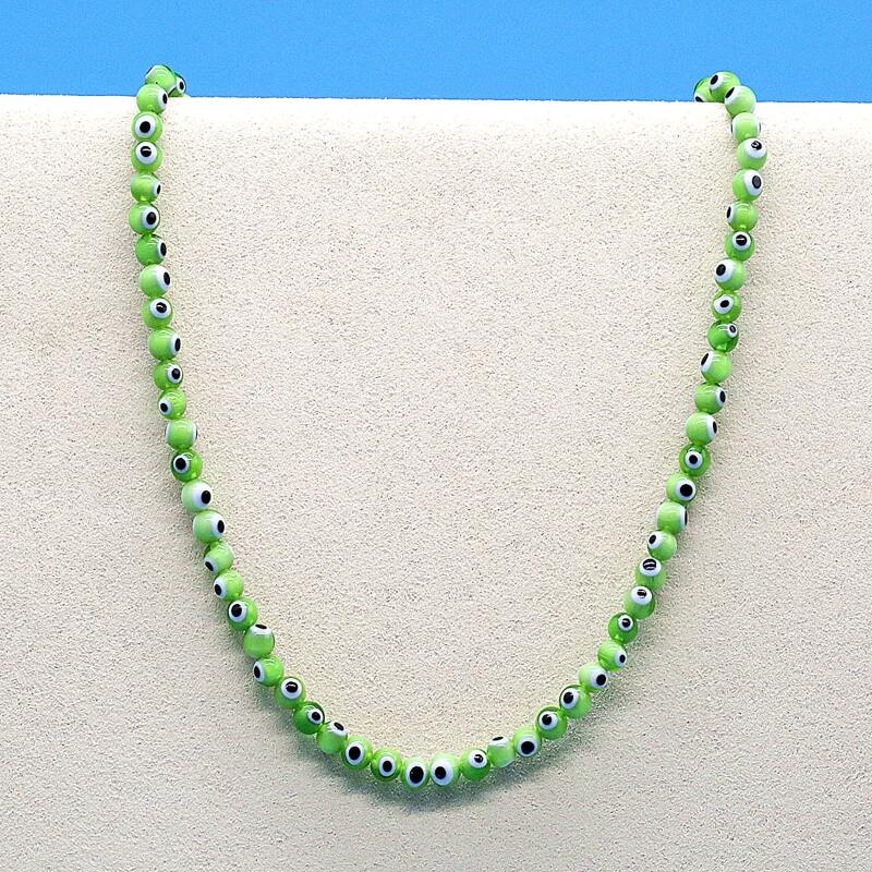 

Eye Decor Beaded Necklace, Green