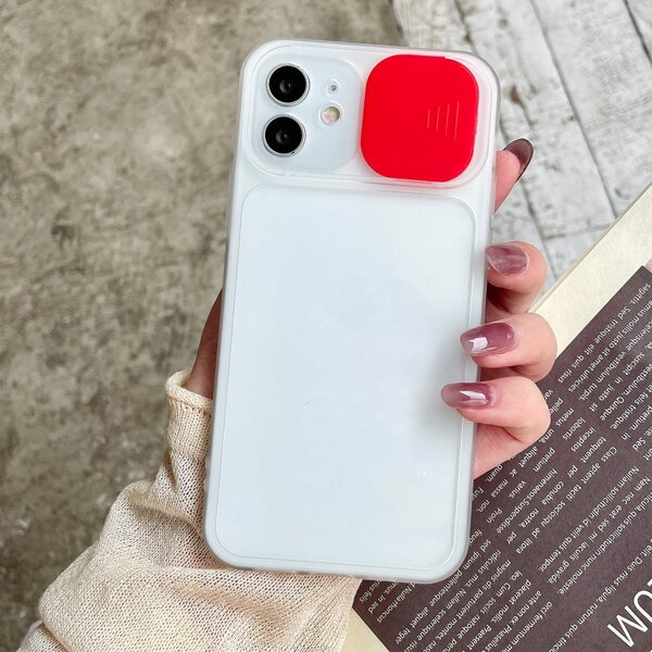 

Slide Camera Cover Clear Phone Case, Red